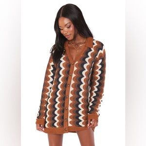 Show Me Your MuMu Zigzag Mini Dress in Brown and White